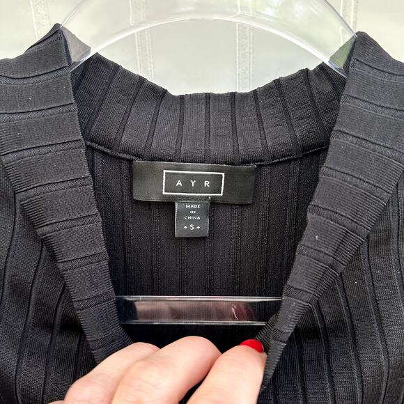 AYR The Weekender Ribbed Midi Dress Black Sleeveless Knit Size Small LBD - Picture 5 of 8